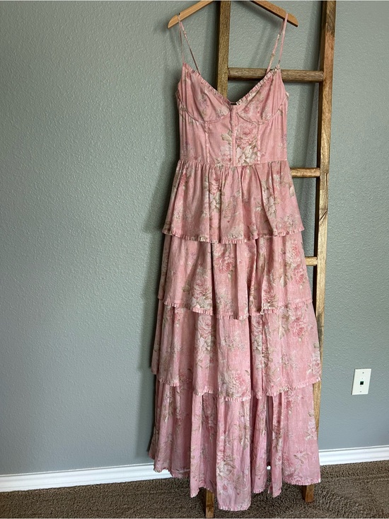 V. Chapman Dresses & Skirts - V. Chapman Caterina Corset Pink Floral Tiered Maxi Dress